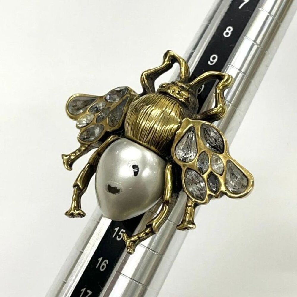 Gucci Bee Ring S GP Rhinestone Faux Pearl - Picture 14 of 14